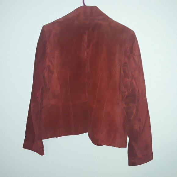 Ann Taylor ladies medium, rust colored suede leather w/satin lining, 3 button up - Picture 3 of 5